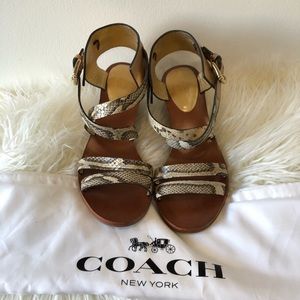 Coach leather snake skin sandals